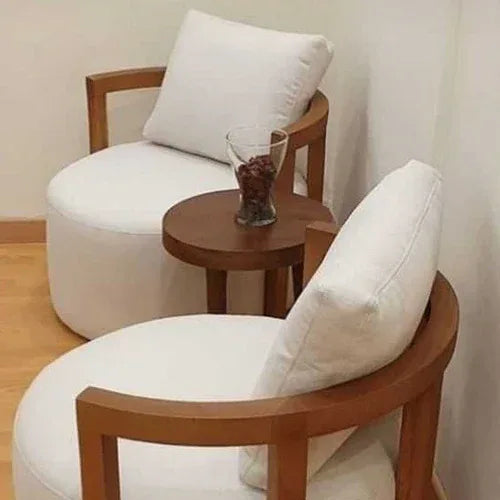 Upholstered Barrel Chair (Set of 2 Chairs and Center Table) - Lamsatfurniturellc