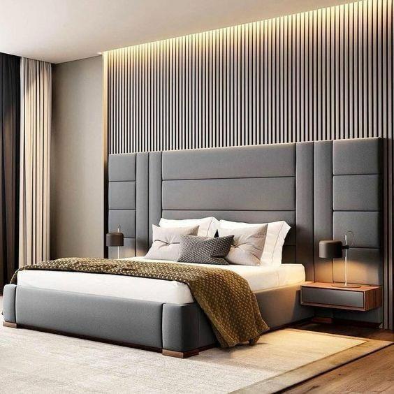 Sleek Lines Modern Beds with Extended Headboard Designs