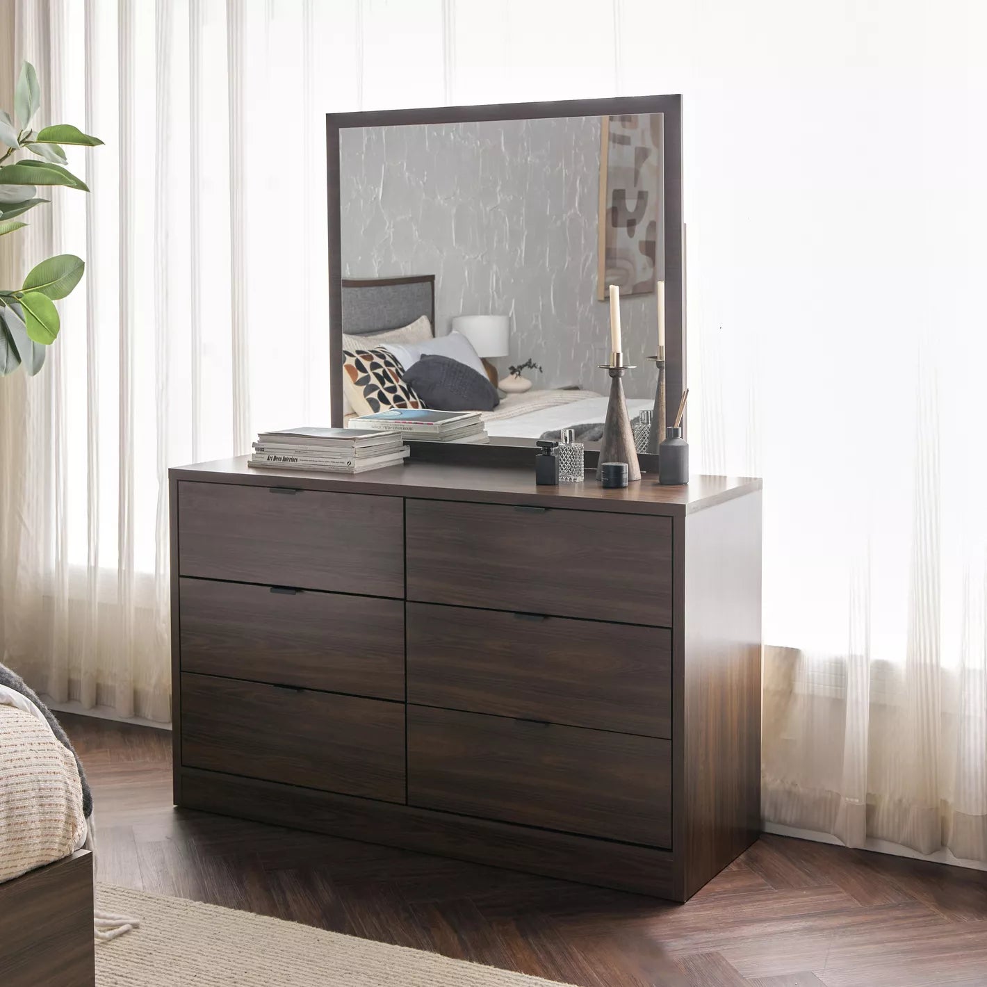 Italian Walnut 5-Piece King Bedroom Set - 180x200 cm